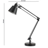 Benzara 60W Metal Task Lamp with Adjustable Arms and Swivel Head, Set of 2, Black BM220819 Black Metal BM220819