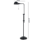 Benzara Adjustable Height Metal Pharmacy Lamp with Pull Chain Switch, Black BM220838 Black Metal BM220838