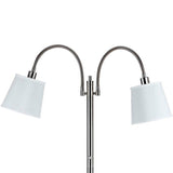 Benzara 80 Watt Metal Floor Lamp with Dual Gooseneck and Uno Style Shades, Silver BM220841 Silver Metal BM220841