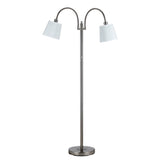 Benzara 80 Watt Metal Floor Lamp with Dual Gooseneck and Uno Style Shades, Silver BM220841 Silver Metal BM220841