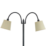 Benzara 80 Watt Metal Floor Lamp with Dual Gooseneck and Uno Style Shades, Black BM220842 Black Metal BM220842