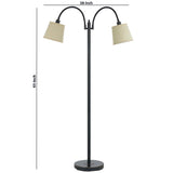 Benzara 80 Watt Metal Floor Lamp with Dual Gooseneck and Uno Style Shades, Black BM220842 Black Metal BM220842