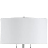 Benzara Metal Body Floor Lamp with Fabric Drum Shade and Pull Chain Switch, Silver BM220845 Silver Metal and Fabric BM220845