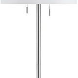 Benzara Metal Body Floor Lamp with Fabric Drum Shade and Pull Chain Switch, Silver BM220845 Silver Metal and Fabric BM220845