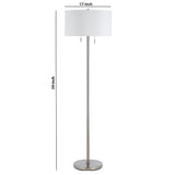 Benzara Metal Body Floor Lamp with Fabric Drum Shade and Pull Chain Switch, Silver BM220845 Silver Metal and Fabric BM220845