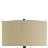 Benzara Metal Body Floor Lamp with Fabric Drum Shade and Pull Chain Switch, Black BM220846 Black Metal and Fabric BM220846