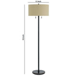 Benzara Metal Body Floor Lamp with Fabric Drum Shade and Pull Chain Switch, Black BM220846 Black Metal and Fabric BM220846