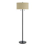 Benzara Metal Body Floor Lamp with Fabric Drum Shade and Pull Chain Switch, Black BM220846 Black Metal and Fabric BM220846