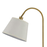 Benzara 60 Watt Metal Floor Lamp with Gooseneck Shape and Stable Base, Gold BM220851 Gold Metal and Fabric BM220851