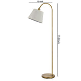 Benzara 60 Watt Metal Floor Lamp with Gooseneck Shape and Stable Base, Gold BM220851 Gold Metal and Fabric BM220851