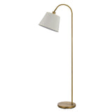 Benzara 60 Watt Metal Floor Lamp with Gooseneck Shape and Stable Base, Gold BM220851 Gold Metal and Fabric BM220851