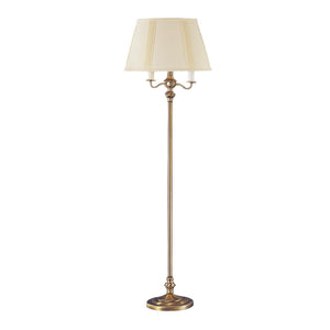 Benzara 150 Watt 6 Way Metal Floor Lamp with Fabric Tapered Shade, Gold BM220863 Gold Metal and Fabric BM220863