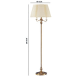 Benzara 150 Watt 6 Way Metal Floor Lamp with Fabric Tapered Shade, Gold BM220863 Gold Metal and Fabric BM220863