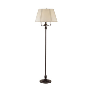 Benzara 150 Watt 6 Way Metal Floor Lamp with Fabric Tapered Shade, Bronze BM220864 Bronze Metal and Fabric BM220864