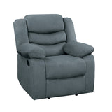 Wooden Transitional Split Back Reclining Chair with Pillow Armrest, Gray