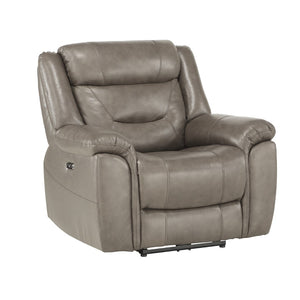 Benzara Split Back Fabric Reclining Chair with Power Headrest and USB Port, Gray BM220874 Gray Solid wood, Metal, Faux leather, Fabric BM220874