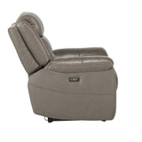 Benzara Split Back Fabric Reclining Chair with Power Headrest and USB Port, Gray BM220874 Gray Solid wood, Metal, Faux leather, Fabric BM220874