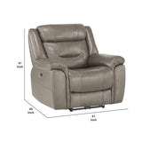 Benzara Split Back Fabric Reclining Chair with Power Headrest and USB Port, Gray BM220874 Gray Solid wood, Metal, Faux leather, Fabric BM220874