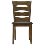 Benzara Transitional Ladder Back Side Chair with Leatherette Seat, Set of 2, Brown BM220891 Brown Solid Wood and Faux leather BM220891