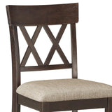 Benzara Fabric Wooden Counter Height Chair with Double X Back Design, Brown BM220898 Brown Solid Wood and Fabric BM220898