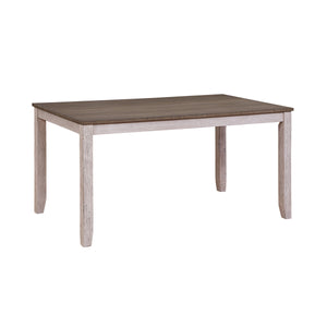 Benzara Rectangular Dining Table with Chamfered Legs, Antique White and Brown BM220909 Brown and White Solid Wood, Engineered Wood and Veneer BM220909