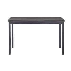 Benzara Transitional Rectangular Dining Table with Metal Frame and Wooden Top, Gray BM220914 Gray Solid Wood, Veneer and Metal BM220914