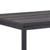 Benzara Transitional Rectangular Dining Table with Metal Frame and Wooden Top, Gray BM220914 Gray Solid Wood, Veneer and Metal BM220914