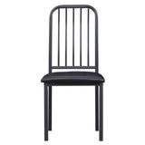 Benzara Metal Frame Side Chair with Padded seat and Slated Backrest, Gray BM220915 Gray Metal and Leatherette BM220915