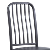 Benzara Metal Frame Side Chair with Padded seat and Slated Backrest, Gray BM220915 Gray Metal and Leatherette BM220915