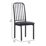 Benzara Metal Frame Side Chair with Padded seat and Slated Backrest, Gray BM220915 Gray Metal and Leatherette BM220915