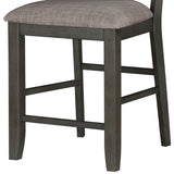 Benzara Counter Height with Chair with Ladder Backrest and Fabric Padded Seat, Gray BM220917 Gray Solid Wood and Fabric BM220917