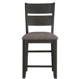 Benzara Counter Height with Chair with Ladder Backrest and Fabric Padded Seat, Gray BM220917 Gray Solid Wood and Fabric BM220917