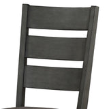 Benzara Transitional Wooden Side Chair with Fabric Padded Seat Ladder backrest,Gray BM220920 Gray Solid Wood and Fabric BM220920