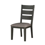 Transitional Wooden Side Chair with Cozy Fabric Padded Seat and Stylish Ladder Backrest in Gray