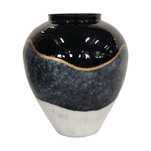 Benzara Industrial Clay Pot Design Metal Vase with Short Neck, Multicolor BM220970 Multicolor Metal BM220970