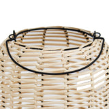 Benzara Woven Wicker Lantern with Round Metal Frame and Handle, Beige and Black BM221099 Beige Metal and Wicker BM221099