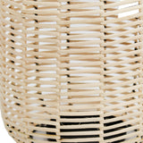 Benzara Woven Wicker Lantern with Round Metal Frame and Handle, Beige and Black BM221099 Beige Metal and Wicker BM221099