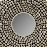 Benzara 31 Inch Metal Wall Decor with Mirror and Studded Nail Accents, Silver BM221137 Silver Metal, Mirror, MDF BM221137