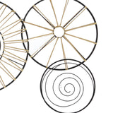 Benzara Circular 5 Piece Metal Wall Decor with Wheel and Plate Design, Black BM221153 Black Metal BM221153