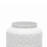 Benzara Metal Jar Design Vase with Embossed Spotted Design, White BM221164 White Metal BM221164