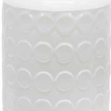 Benzara Metal Jar Design Vase with Embossed Spotted Design, White BM221164 White Metal BM221164