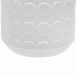 Benzara Metal Jar Design Vase with Embossed Spotted Design, White BM221164 White Metal BM221164