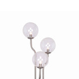 Benzara Metal Floor Lamp with 3 Bulb Design Lights and Tier Base, Silver BM221167 Silver Metal, Marble BM221167