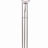 Benzara Metal Floor Lamp with 3 Bulb Design Lights and Tier Base, Silver BM221167 Silver Metal, Marble BM221167