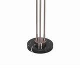 Benzara Metal Floor Lamp with 3 Bulb Design Lights and Tier Base, Silver BM221167 Silver Metal, Marble BM221167