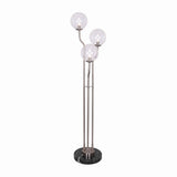 Metal Floor Lamp with 3 Bulb Design Lights and Tier Base, Silver