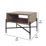 Benzara Open Concrete Top End Table with Tubular Metal Base, Black and Gray BM221181 Black, Gray Concrete, Metal BM221181