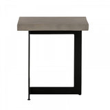 Benzara Square Top Concrete End Table with Metal Base, Black and Gray BM221182 Black, Gray Concrete, Metal BM221182