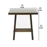 Benzara Wooden End Table with Panel Legs and Brass Inlay, Gold and Brown BM221183 Brown, Gold Solid Wood, Metal, Veneer BM221183