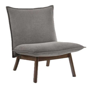 Benzara Fabric Upholstered Lounge Chair with Cushioned Seating, Gray and Brown BM221188 Gray, Brown Fabric, Solid Wood BM221188